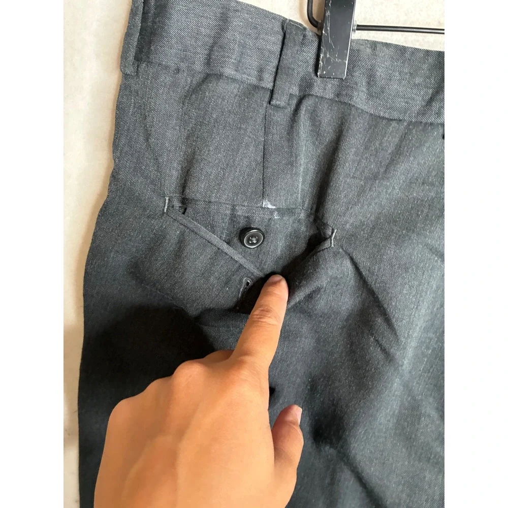 Joseph & Feiss Mens 40x30 Pleated Dress Pants Gray Wool Blend Cuffed Trousers